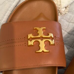 New Tory Burch leather slides with gold accents size 11